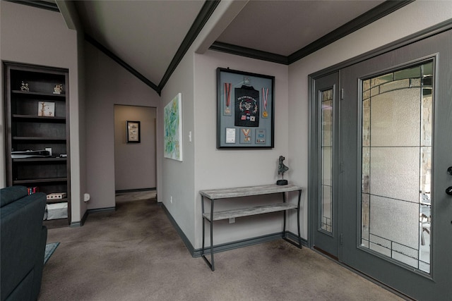 14447 Warbler Ln, Haslet, TX 76052 - carpeted foyer featuring baseboards and crown molding