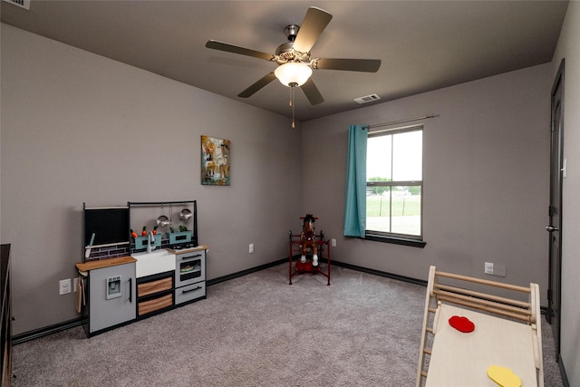 14447 Warbler Ln, Haslet, TX 76052 - game room with ceiling fan and carpet floors