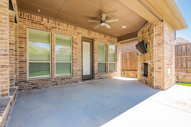 913 Colby Bluff Dr, Rockwall, TX 75087 - view of patio featuring ceiling fan