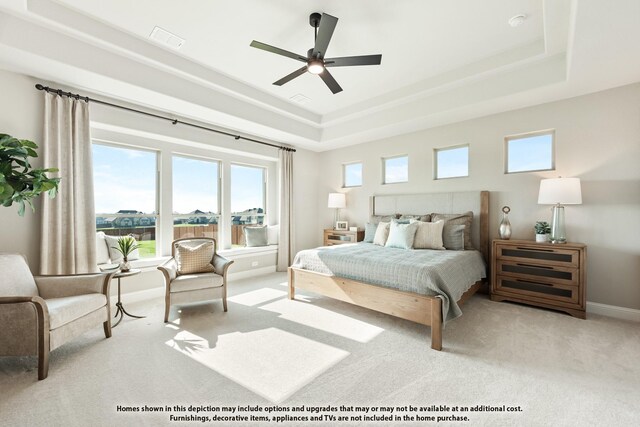 12605 Rocky Top Rd, Godley, TX 76044 - bedroom with a raised ceiling, carpet floors, baseboards, and ceiling fan