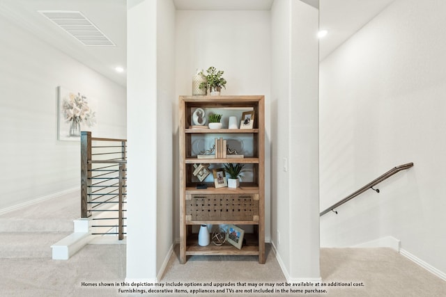 12605 Rocky Top Rd, Godley, TX 76044 - stairway featuring carpet and baseboards