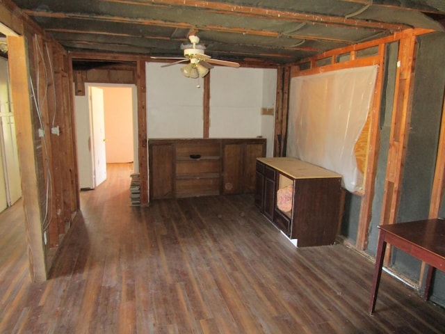 5349 Lamesa Ave, Abilene, TX 79605 - below grade area featuring a ceiling fan and dark wood-style floors