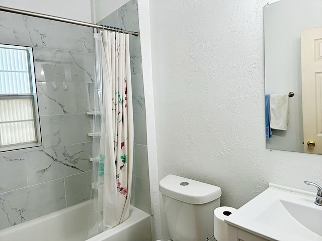 421 Jackson St, Krum, TX 76249 - full bathroom with toilet, vanity, and shower / bath combo