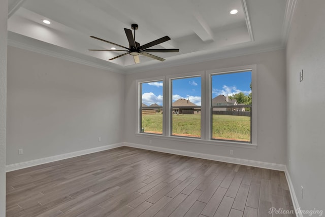 507 Cocodrie Dr, Bossier City, LA 71112 - unfurnished room with baseboards, crown molding, dark wood-style floors, a ceiling fan, and recessed lighting