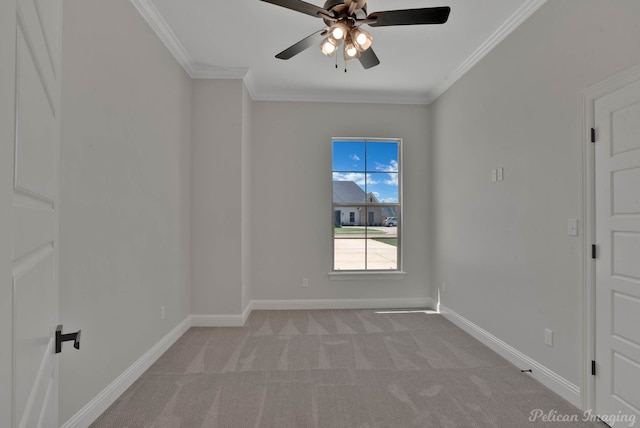 507 Cocodrie Dr, Bossier City, LA 71112 - unfurnished room with a ceiling fan, light colored carpet, baseboards, and ornamental molding