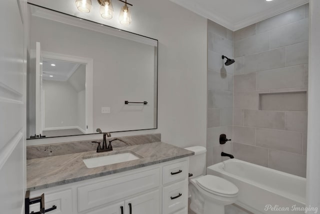 507 Cocodrie Dr, Bossier City, LA 71112 - full bathroom with ornamental molding, vanity, washtub / shower combination, and toilet