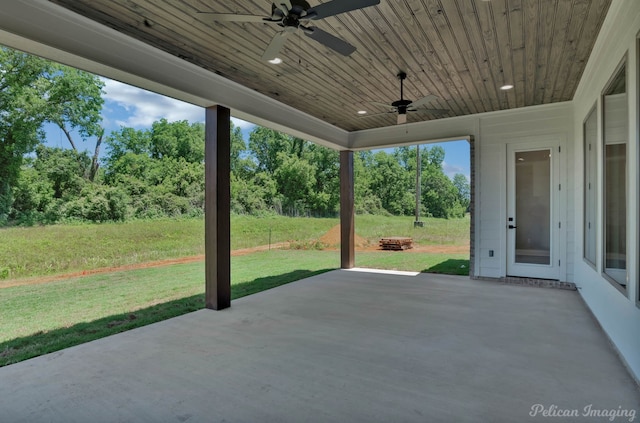 507 Cocodrie Dr, Bossier City, LA 71112 - view of patio with ceiling fan and view of scattered trees