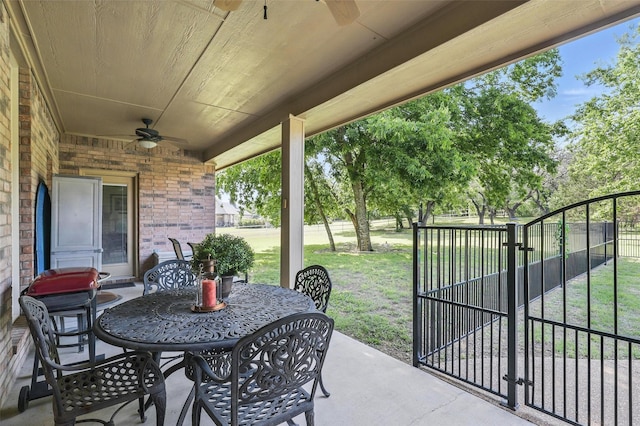 104 E Hidden Meadow Ct, Cresson, TX 76035 - view of patio with ceiling fan and a gate