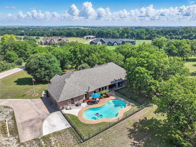 104 E Hidden Meadow Ct, Cresson, TX 76035 - aerial view of property and surrounding area with a pool and a tree filled landscape