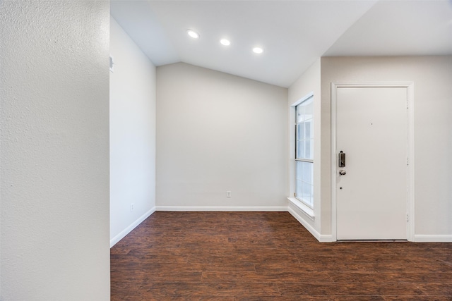 14277 Preston Rd Unit 524, Dallas, TX 75254 - entryway featuring recessed lighting, wood finished floors, baseboards, and vaulted ceiling
