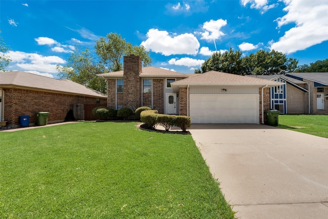 7616 Jamie Renee Ln, North Richland Hills, TX 76182 - view of front of house with an attached garage, brick siding, concrete driveway, and a chimney
