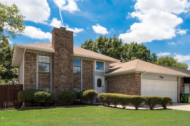 7616 Jamie Renee Ln, North Richland Hills, TX 76182 - view of front facade with brick siding, an attached garage, a chimney, concrete driveway, and roof with shingles