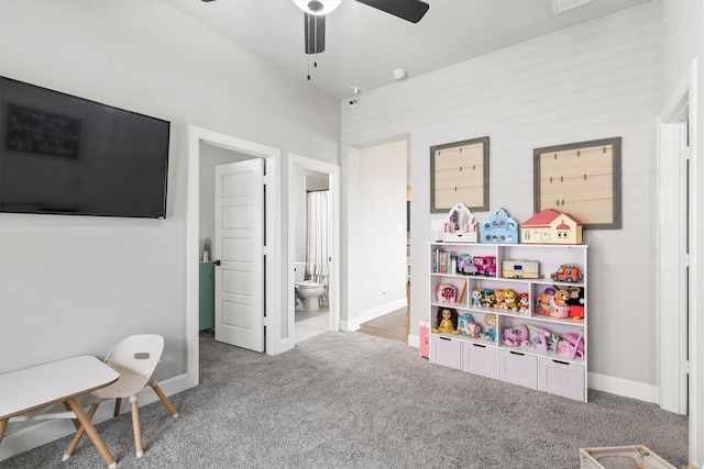3817 Stonewood Dr, Little Elm, TX 75068 - playroom with carpet, a ceiling fan, and baseboards