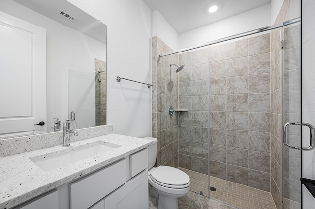 4251 Arlington Ave, Mckinney, TX 75071 - full bath featuring vanity, a stall shower, toilet, and recessed lighting