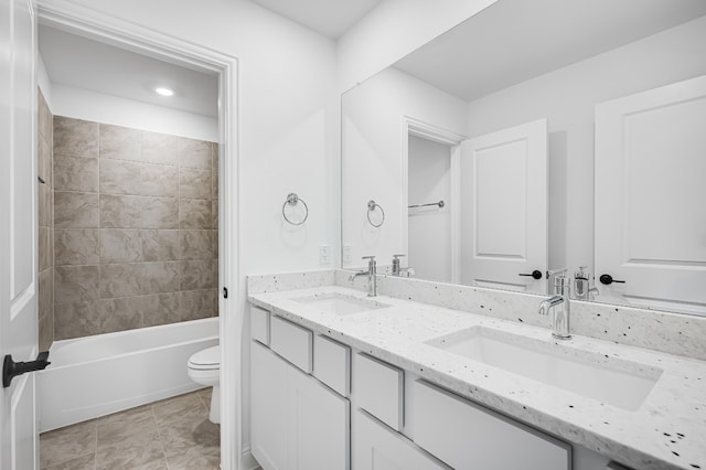 4251 Arlington Ave, Mckinney, TX 75071 - full bath with toilet, double vanity, and shower / washtub combination