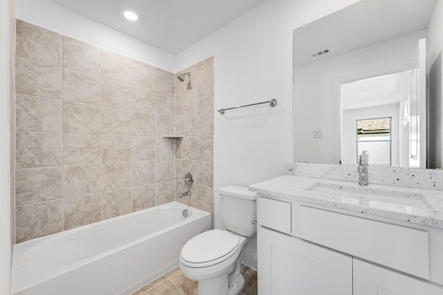 4251 Arlington Ave, Mckinney, TX 75071 - full bathroom with vanity, toilet,  shower combination, and recessed lighting