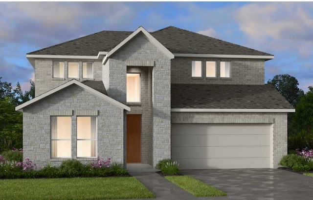 4251 Arlington Ave, Mckinney, TX 75071 - view of front facade with a garage, driveway, and stone siding