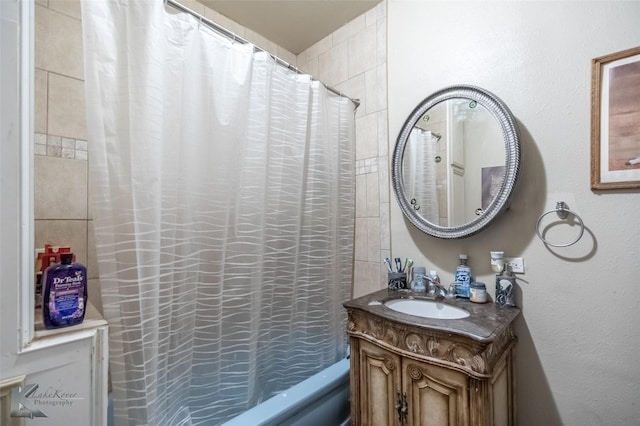 890 Vine St, Abilene, TX 79602 - bathroom with vanity and shower / tub combo with curtain