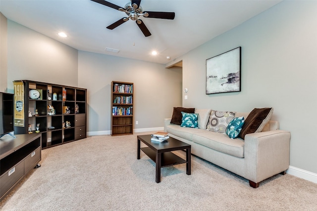 5913 Lewis St, Dallas, TX 75206 - carpeted living area with ceiling fan, baseboards, and recessed lighting