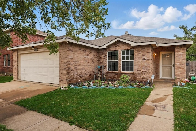 848 Cats Eye Dr, Fort Worth, TX 76179 - view of front of property with a front yard, a garage, concrete driveway, and brick siding