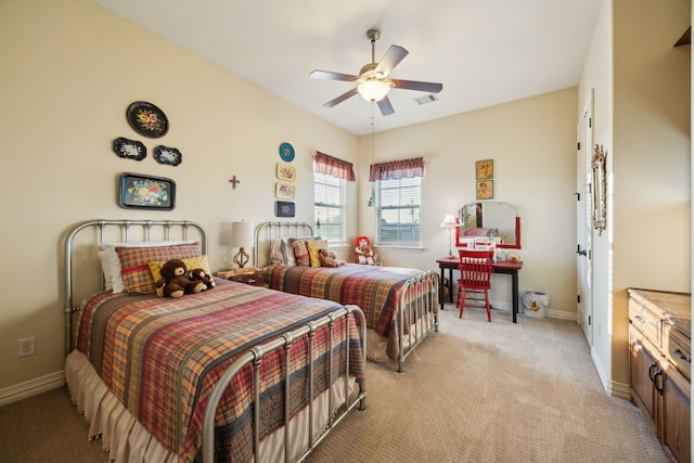 222 Bayne Rd, Haslet, TX 76052 - bedroom featuring light carpet, baseboards, and ceiling fan