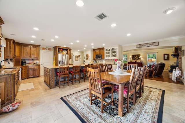 222 Bayne Rd, Haslet, TX 76052 - dining area with recessed lighting and crown molding