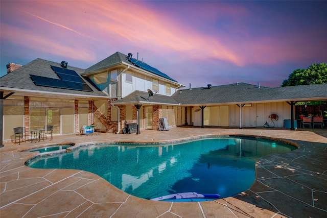 5301 Calumet Dr, Plano, TX 75023 - view of pool featuring a patio area, stairway, and a pool with connected hot tub