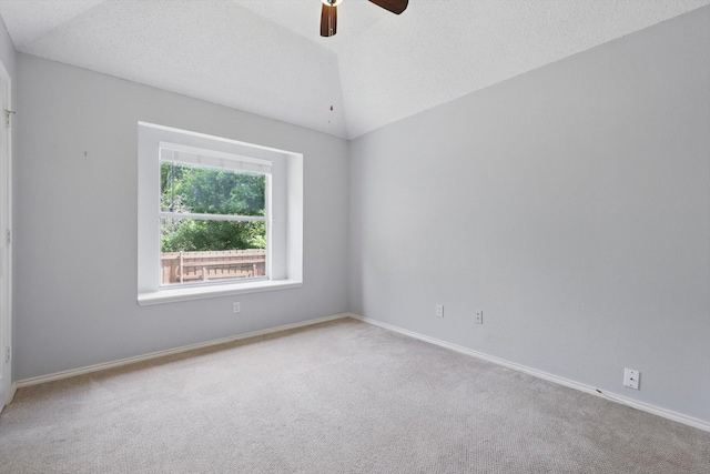 2308 Grandview Dr, Flower Mound, TX 75028 - carpeted spare room featuring a ceiling fan, baseboards, and lofted ceiling