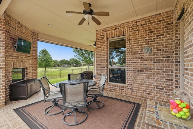 8913 Honeysuckle Dr, Lantana, TX 76226 - view of patio featuring ceiling fan and outdoor dining space