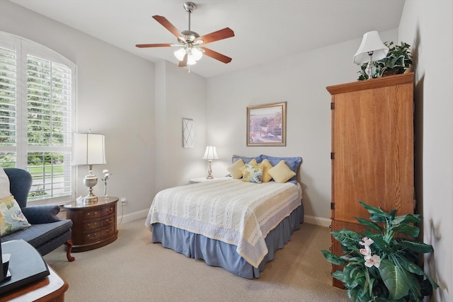 8913 Honeysuckle Dr, Lantana, TX 76226 - carpeted bedroom with baseboards, vaulted ceiling, and ceiling fan
