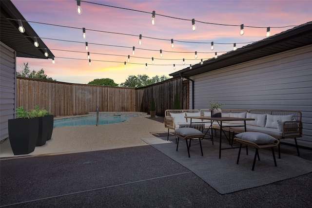 7117 La Sobrina Dr, Dallas, TX 75248 - fenced backyard featuring a patio, outdoor dining space, and outdoor lounge area