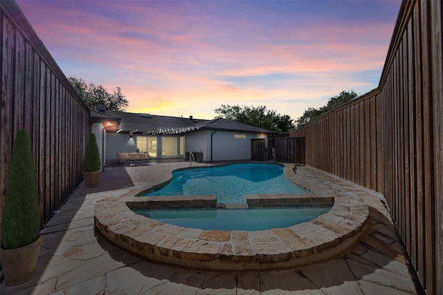 7117 La Sobrina Dr, Dallas, TX 75248 - view of pool with a patio area, a fenced backyard, and a pool with connected hot tub