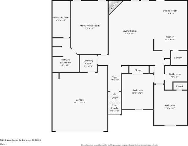 1423 Queen Annes Dr, Burleson, TX 76028 - room layout
