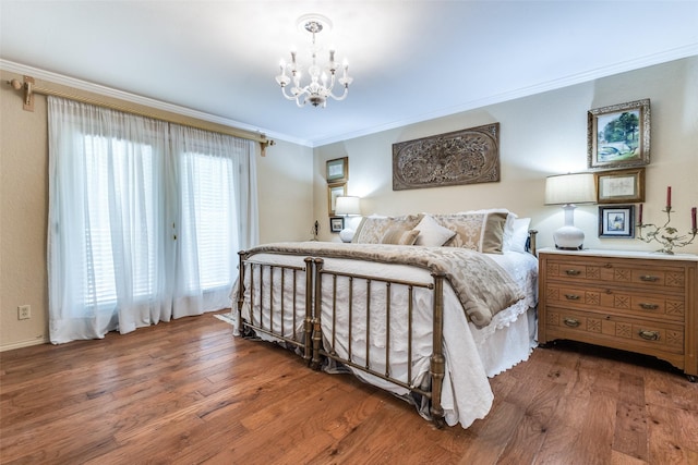 1467 Limerick Ct, Keller, TX 76262 - bedroom featuring ornamental molding, a chandelier, and wood finished floors