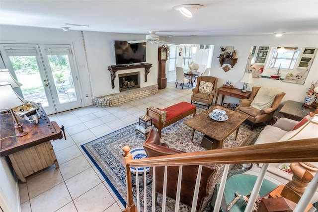 1467 Limerick Ct, Keller, TX 76262 - living area featuring plenty of natural light, light tile patterned floors, and a fireplace