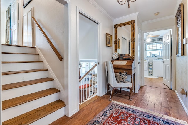 1467 Limerick Ct, Keller, TX 76262 - stairway with wood finished floors, ceiling fan, ornamental molding, and baseboards