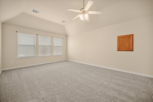 700 Sage Brush Dr, Weatherford, TX 76087 - empty room with lofted ceiling, a ceiling fan, carpet flooring, and baseboards