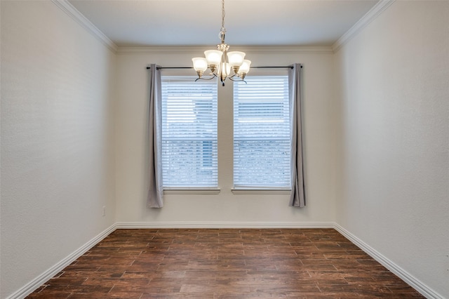 11812 Patton Dr, Frisco, TX 75036 - unfurnished room featuring a chandelier, dark wood-style floors, baseboards, and crown molding