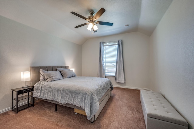 11812 Patton Dr, Frisco, TX 75036 - carpeted bedroom with vaulted ceiling, a ceiling fan, and baseboards