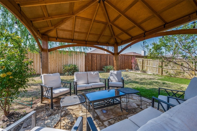 11812 Patton Dr, Frisco, TX 75036 - view of patio / terrace featuring an outdoor living space and a gazebo
