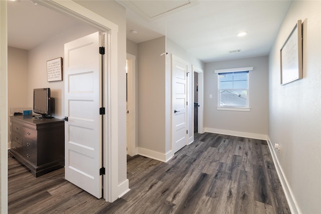 4721 Dry Creek Rd, Sherman, TX 75092 - hall with dark wood-style floors and baseboards