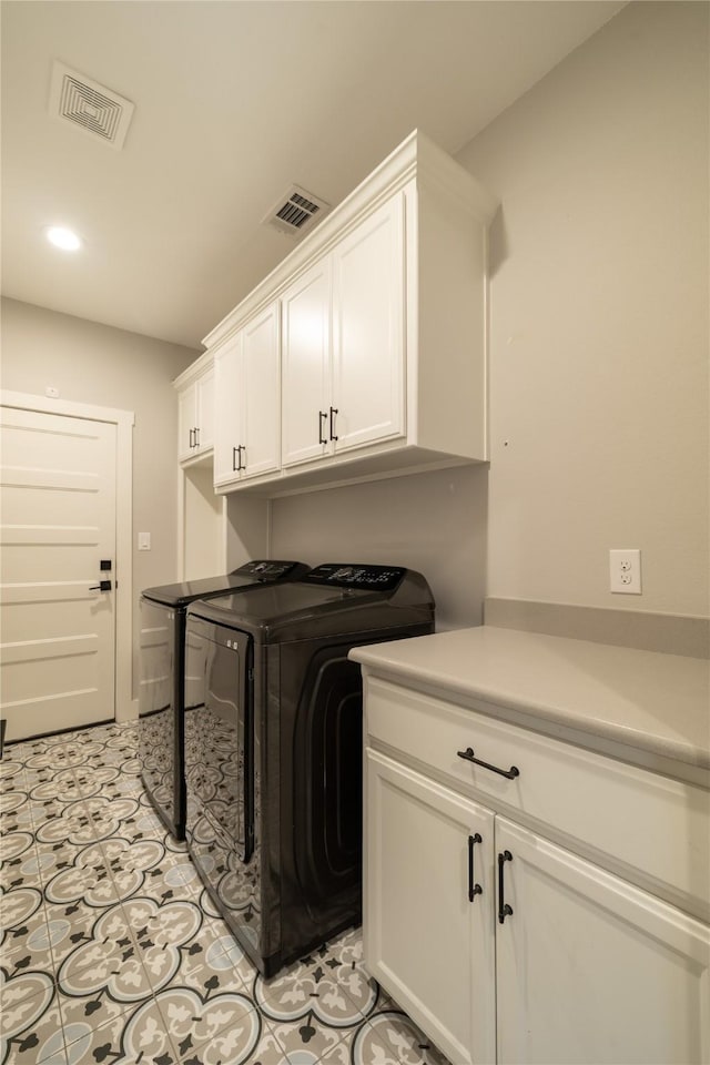 4721 Dry Creek Rd, Sherman, TX 75092 - laundry area featuring washer and dryer, cabinet space, and recessed lighting