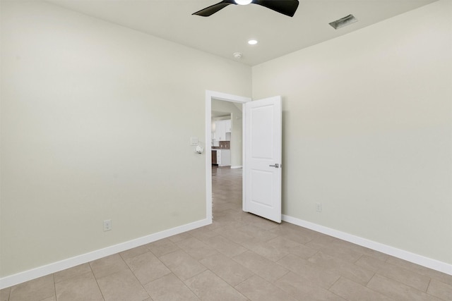 548 Highview Ct, Godley, TX 76044 - empty room featuring a ceiling fan, baseboards, recessed lighting, and light tile patterned floors