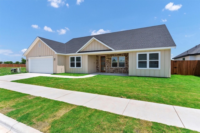 548 Highview Ct, Godley, TX 76044 - ranch-style house with an attached garage, concrete driveway, board and batten siding, and a shingled roof