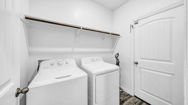 353 Paloma St, Weatherford, TX 76087 - washroom with washing machine and dryer and dark wood-style flooring