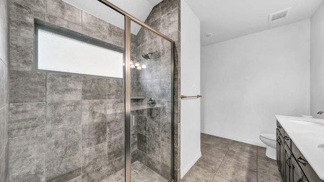 353 Paloma St, Weatherford, TX 76087 - full bath with double vanity, toilet, a stall shower, baseboards, and tile patterned flooring
