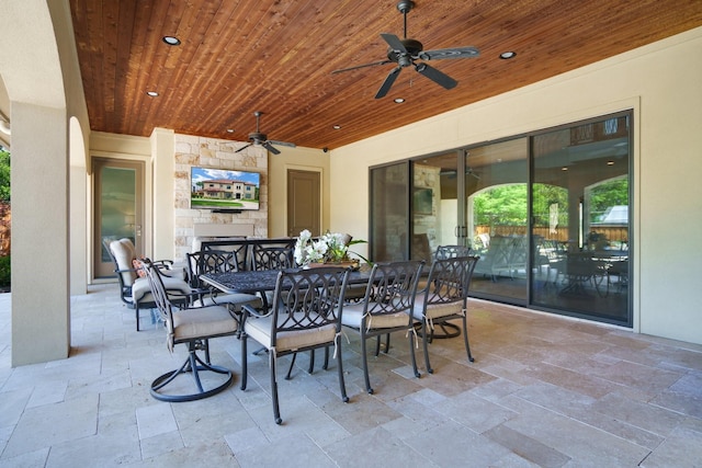 6807 Orchid Ln, Dallas, TX 75230 - view of patio featuring a ceiling fan and outdoor dining space
