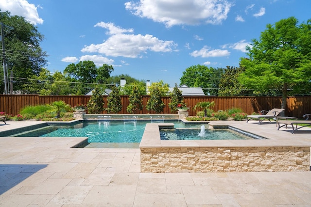 6807 Orchid Ln, Dallas, TX 75230 - view of pool with a patio area, a fenced backyard, and a pool with connected hot tub