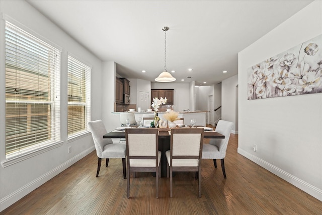 5653 Salt Springs Dr, Fort Worth, TX 76179 - dining room featuring baseboards, wood finished floors, and recessed lighting