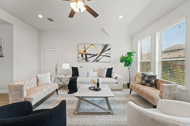 5653 Salt Springs Dr, Fort Worth, TX 76179 - living area featuring wood finished floors, ceiling fan, baseboards, and recessed lighting